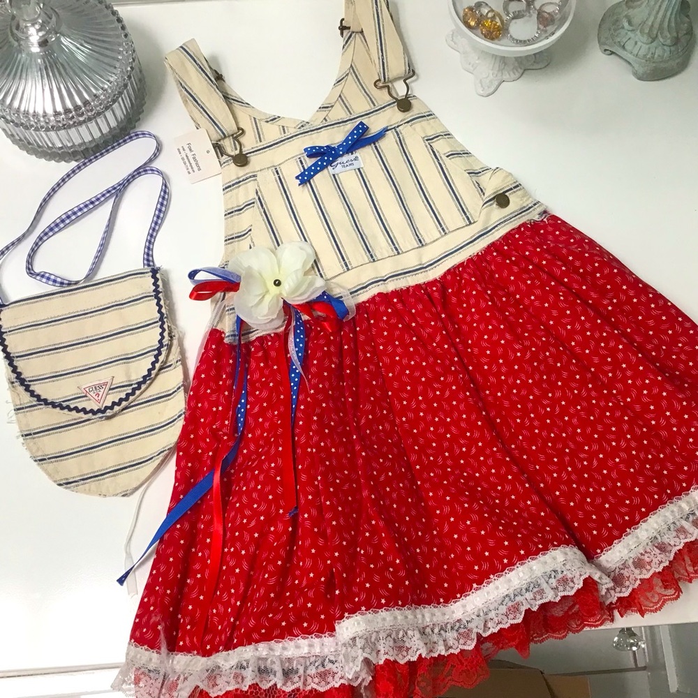 Upcycled 🧨 4th of July Dress Dress Sz 6 OOAK Rework